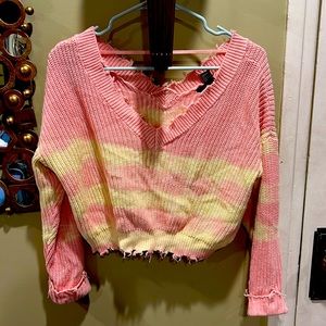 Pink and yellow striped sweater